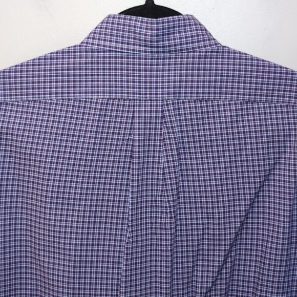 Ralph Lauren Custom Fit Button Down Dress Shirt Plaid Pleated Blue Label - Picture 7 of 9